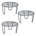 BonKaso Premium Round Anti-Rust Metal Plant Stand Set (Pack of 3) - Stylish Black Stands for Indoor, Outdoor, and Balcony Use