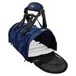 Divided SturdiBag Large Pet Carrier: Compartment for 2 Pets, Flexible Height for Cat and Dog Soft Sided with Safety Clips and Seatbelt Straps | Navy, 18" x 12" x 12" (PN: SB2D-PRO-N)