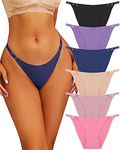 FINETOO Pack of 6 Seamless Underwear Women's Seamless Briefs Seamless Underpants Hipster Adjustable Belt with Metal Buckle Sexy Briefs Women Cheeky Panties S-XL