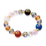 Yokohama Wakuwaku Kan Japan traditional bracelet lucky charms crystal money feng shui good luck design wealth men women unisex stretch suitable for wrist circumference of 6 to 8 inches