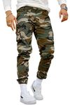 GINGTTO Mens Cargo Joggers Camo Cargo Pants Slim Fit Outdoors with Pockets(Green Camo,30)