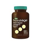 Nature's Way NutraVege Plant-based Omega-3 + D VeggieGels – Vegan-Friendly Omega-3 Supplement with 300mg DHA + 150mg EPA and 1000 IU Certified Vegan Vitamin D3 – Fresh Mint Flavour – Support Immune, Heart and Brain Function, 30 Softgels