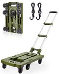 UPWOIGH Folding Hand Truck,400 lb Green Heavy Duty Cart,Multifunctional Hand Cart, Portable Folding Luggage Cart with 7 Tank Wheels and 2 Bungee Cords,Ideal for Moving, Traveling,Shopping, Camping