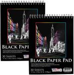 U.S. Art Supply 11" x 14" Premium Black Heavyweight Paper Sketch Pad, Pack of 2, 30 Sheets Each, 64lb (140gsm) - Spiral Bound Artist Drawing Paper - Colored Pencils, Gel Pens, Oil Pastels