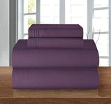 Elegant Comfort Luxury Soft 1500 Thread Count Egyptian Quality 4-Piece Sheet Wrinkle and Fade Resistant Bedding Set, Deep Pocket up to 16inch California King Eggplant-Purple