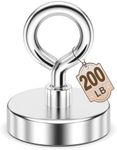 Fishing Magnets, 90 KG(200 LB) Pulling Force Strong Magnet Fishing, Neodymium Rare Earth Magnet with Lifting Eye-Bolt, Super Round Magnets for Retrieving Items in Lake, Beach -1.76 inch Diameter