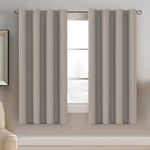 H.VERSAILTEX Linen Blackout Curtain 63 Inches Long for Bedroom/Living Room Thermal Insulated Grommet Linen Look Curtain Drapes Primitive Textured Burlap Effect Window Drapes 1 Panel - Taupe