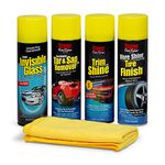 Stoner Car Care 99076 Auto Care 5-Piece Kit for Automotive Detailing with Invisible Glass Premium Glass Cleaner, Trim Shine Protectant to Restore, Tire Finish, Tarminator, and One Microfiber