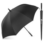 ANYCHO 280T High-Density Fabric Big Umbrella for Men and Women, 54 Inches Auto Open Golf Umbrella - Enhanced Durability and Superior Waterproofing, Windproof Design, Large Size for 2-3 People (Black)