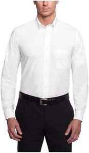 Van Heusen Men's Dress Shirt Regular Fit Oxford Solid, White, 19.5"-20" Neck 36"-37" Sleeve