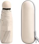 Alexvyan Beige Mini Umbrella with Case (Manual Open) Compact Travelling Umbrella, Polyester & UV Protection Fabric for Summer/Anti-Slip Handle- Use in Rain & Summer- 6 Frame for Men & Women