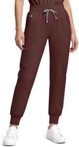 Reinwaete Medical Scrubs for Women Pants, Soft Stretch & Breathable Drawstring Womens Scrub Pants with 5 Utility Pockets-Brown-2XL