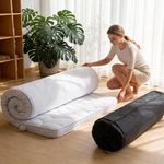 Tiita Japanese Floor Mattress Futon Mattress 4” Thick Folding Roll Up Sleeping Pad with Bag & Strap, Bed Topper Mat for Guest, Lounger and Travel, White, Twin Size