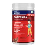 Gritzo SuperMilk Overall Growth (13+y Boys), 12g Protein (Double Chocolate, 400g) | Zero Refined Sugar, 21 Vitamins & Minerals