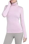 TCA Women's Warm Up Long Sleeve Training Workout Funnel Neck Thermal Running Top with Thumbholes - Sweet Lilac, M