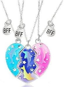 3 pezzi collana dell'amicizia delfino, collana del cuore del delfino, ciondolo del cuore del delfino migliore amico, collana dell'amicizia 3 pezzi, collana delfino collana dell'amicizia 3 ragazze
