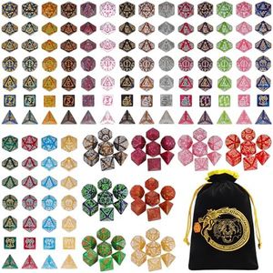 CiaraQ DND Dice Sets - 26 X 7 Polyhedral Dice (182pcs) with a Large Drawstring Bag for Dungeons and Dragons, Role Playing Table Game. Multiple Colors, Christmas/Halloween/Easter/Holiday Themed Dice