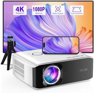 [Auto Focus & Auto Keystone] Projector 4K Supported, XuanPad WiFi6 Bluetooth Projector, 20000L Native 1080P Smart Portable Projector, Outdoor/Home Cinema Projector with Tripod for iOS/Android/TV Stick