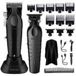 Kemei Hair Clipper and Trimmer Set Professional Cordless Hair Clipper for Men Electric Beard Trimmers Barber Hair Cuttings Kit, T Blade Trimmers for Men, KM-2296，KM-2299