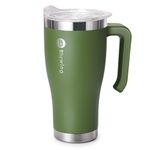 Bluwing 30 oz Tumbler with Handle-Travel Coffee Mug with Spill Proof Lid, Double Wall Vacuum Insulated Tumbler Cups for Women and Men（Grass Green）