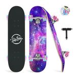 BELEEV Skateboards, 31 x 8 inch Complete Skateboard for Beginners, 7 Layer Canadian Maple Double Kick Deck Concave Cruiser Trick, Light Up Wheel Skateboard for Kids Teens & Adults