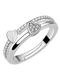 Karatcart Platinum Plated Elegant Austrian Crystal Adjustable Ring for Women and Girls/Gift