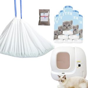 120 Count Cat Litter box Liners,Thick Drawstring Heavy Duty Replacement Waste Trash Bags Compatible with PETKIT Automatic Cat Litter Box - 21.6" x 11.8"
