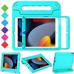 Surom Kids Case with Screen Protector for iPad 10.2 Inch 2021/2020/2019 (9th/8th/7th Generation), Shockproof Convertible Handle Stand iPad 10.2 9th/8th/7th Generation Case for Kids, Turquoise