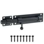 Sayayo Slide Bolt Latch Lock 7 Inch Heavy Duty Stainless Steel Solid Barrel Bolt Latch, Black Large Sliding Door Lock Latch with Padlock Hole for Wooden Gates Garden Shed Locks, CMS9000-B