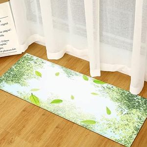 Summer Green Plants Area Rug, 270x80cm Ultra Soft Carpet for Bedroom Living Room Bathroom Nursery, Natural Jungle Floor Door Mats Home Decor