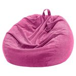 Nobildonna Bean Bag Chair Cover (No Filler) for Kids and Adults. Extra Large 300L Bean Bag Stuffed Animal Storage Washable Soft Premium Corduroy Stuffable Bean Bag Cover (Rose Red)