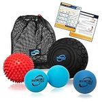 Deep Tissue Massage Ball Set - Includes 5" Foam Roller Mobility Ball, Double Peanut Lacrosse Ball, Spiky Balls for Trigger Point Therapy, Myofascial Release, Foot Reflexology, Plantar Fasciitis