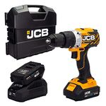 JCB 18V Brushless Cordless Combi Drill, 2X 2.0Ah Battery, Fast Charger, Variable Speed & LED Light, Belt Clip, 20+3 Position & 13mm Keyless Chuck, Power Tool Case, 3 Year Warranty