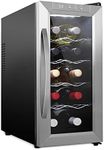 Schmécké 10 Bottle Thermoelectric Wine Cooler/Chiller - Stainless Steel - Counter Top Red & White Wine Cellar w/Digital Temperature, Freestanding Refrigerator Smoked Glass Door Quiet Operation Fridge