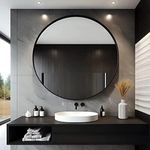 USHOWER Black Round Mirror 30 Inch 