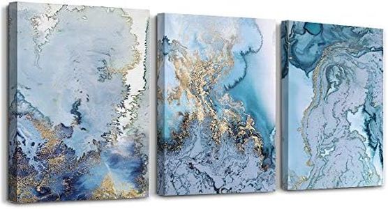 Canvas Wall Art for Living Room Bedroom Decoration Wall Painting,Bathroom Wall Decor Blue Abstract Watercolor Home Decoration Kitchen Posters Artwork,Inspirational Wall Art 16x12 inch/ 3 Piece Set