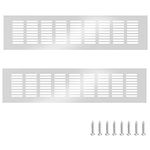 GZGXKJ 2 Pcs Silver 80mm x 400mm Aluminum Alloy Kitchen Air Vent Grille Cover Cupboard Vents Fridge Vent Louvred Wall Vent Grille with Screw (Silver or Black)