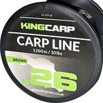 KING CARP - 1200m Bulk Spools of Carp Mono of Extra Strong Monofilament Carp & Specimen Coarse Fishing Line (MURKY BROWN) - Comes in 10, 12, 15 & 20lbs Breaking Strains (10lbs 1200m - 0.26mm dia)