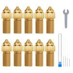 ELEGOO 10pcs Multi Size Nozzles for Neptune 4 and Neptune 4 Pro 3D Printer, Brass Hotend Nozzles 0.2/0.4/0.6/0.8mm with Cleaning Kits