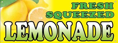 4 Less Co 18x48 Inch FRESH SQUEEZED LEMONADE Vinyl Banner Sign yb