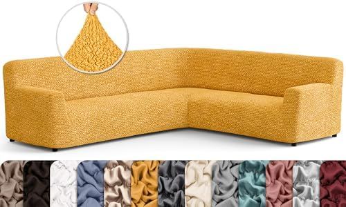 PAULATO BY GA.I.CO. Corner Sectional Couch Cover - Extra Large L-Shape Couch Slipcover - Washable Polyester Sofa Covers - 1-Piece Form Fit Furniture Protector - Microfibra - Mango (Corner Sofa)