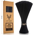 1st Deer Reed Diffuser Sticks (24cm x 3mm) – 100 Pcs Black Rattan Essential Oil Aroma Refill Wood Sticks for Spa, Fragrance, Aromatherapy (10 Inch, Black Color)