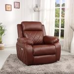 SOLIS ROYALE- THE DESIRED COMFORT Leatherette Recliner 1 Seater Sofa Chair for Living Room Office Relaxyard Motorized Recliner Lounge Chairs with USB, C-Port Charging (2 Year Warranty, Dark Brown)