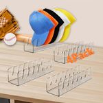 Kssvzz 4 Pack Hat Organizer for Baseball Caps - Acrylic Hat Display Rack for 28 Ball Caps, No Install Hat Stand Shelf for Trucker Hat and Golf Cap, Hat Holder for Closet, Bedroom (Clear)