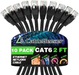 CableGeeker Cat 6 Ethernet Cable 2 ft (10-Pack) - Cat6 Patch Cables, Snagless RJ45, Cat 5e Cat 6 Patch Cable, Cat 6 Cable, 2 Foot Cat6 Ethernet Cables, Network Cable, Internet Cable - 2 Feet Black