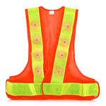 kwmobile LED Light Safety Vest - High Visibility Waistcoat Traffic Outdoor Night Warning Reflector Clothing with Reflective Stripes and 16 LED Lights