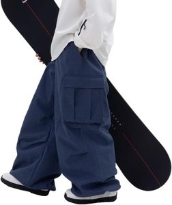 SNOWVERB Womens Mens Super Baggy 15K Waterproof Ski Snowboard Pants Mountain Freestyle Insulated Windproof Snow Pants Denim Blue