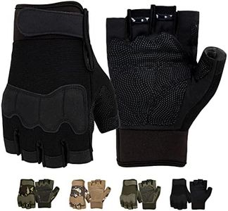 FIORETTO Mens Breathable Padded Fingerless Motorcycle Gloves Half Finger Gloves for Cycling Hiking Climbing Outdoor Sports