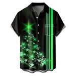 NQyIOS St. Patricks Day Shirt Hawaiian Shirt Beach Shirt Mens Summer Short Sleeve Floral Shirts Casual Beach Shirt Hawaiian Aloha Shirts Lucky Irish Shamrock Paddy's Day Cuban Shirt A-Black