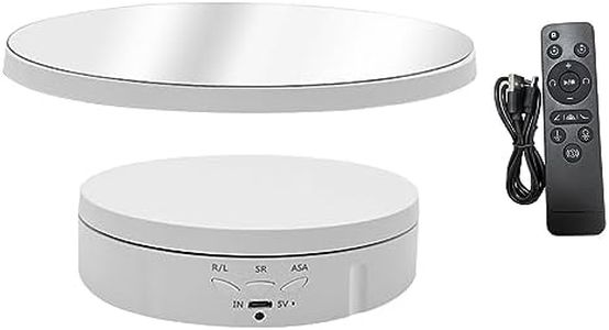 Folpus 360 Degree Turntable Display Stand, Photography Turntable Mirror Cover, Rotating Platform, Electric Turntable for Video, Jewelry,Photography, White